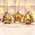 20 new wood painted luminous wooden decoration pendant Christmas decoration supplies Christmas scene gift